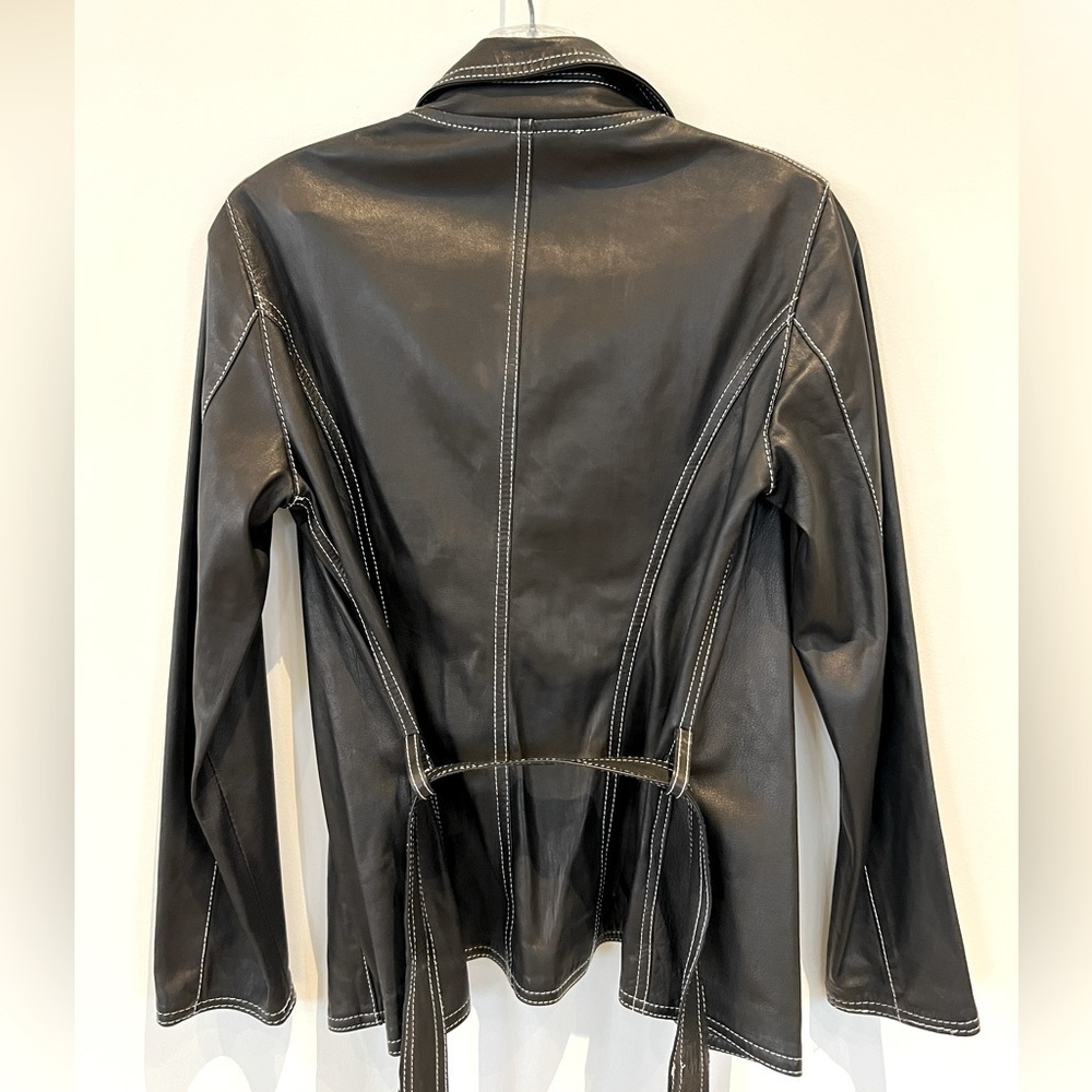 Valentina Leather Blazer Jacket made in Italy. Women’s Size 38/small brown/black - Picture 2 of 11